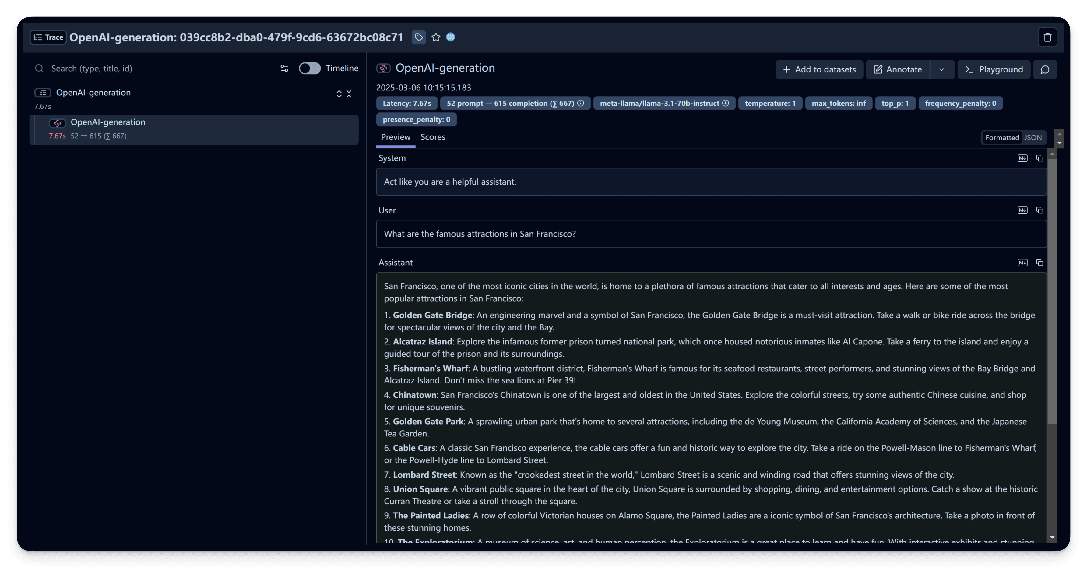 Langfuse Trace Example